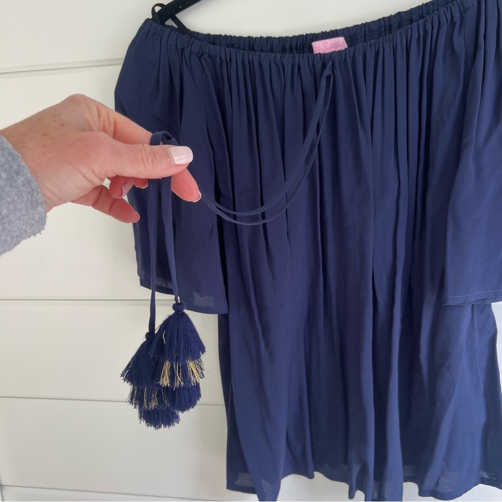 Lily Pulitzer Sain off the shoulder blouse with tassel details - Picture 2 of 6